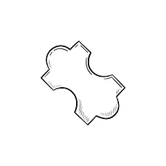 Image showing Jig saw puzzle piece hand drawn outline doodle icon.