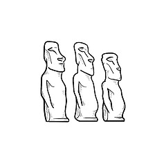 Image showing Easter island statues hand drawn outline doodle icon.