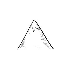 Image showing Snow mountain peak hand drawn outline doodle icon.