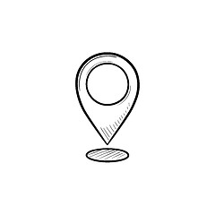 Image showing Map pointer hand drawn outline doodle icon.