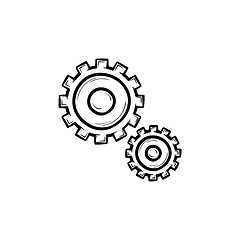 Image showing Set of two gears hand drawn outline doodle icon.
