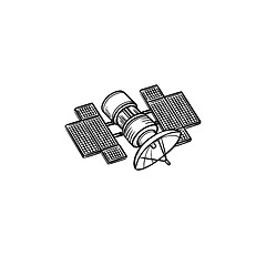 Image showing Satellite hand drawn outline doodle icon.