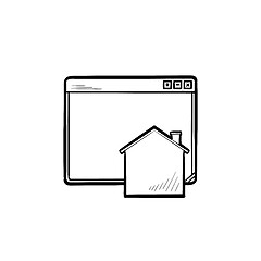 Image showing Home page hand drawn outline doodle icon.