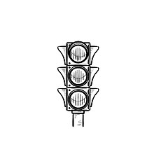 Image showing Traffic light hand drawn outline doodle icon.