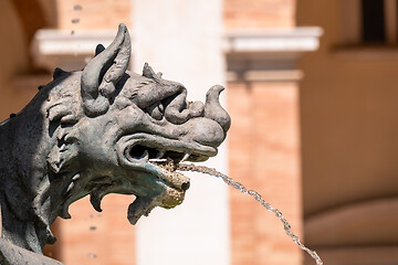 Image showing fountain at the Basilica della Santa Casa in Italy Marche