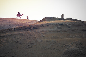 Image showing camel ride in the desert Cairo Egypt