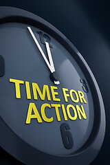 Image showing clock with text time for action