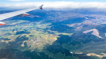 Image showing flight over New Zealand south island