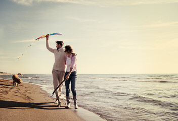 Image showing happy couple enjoying time together at beach