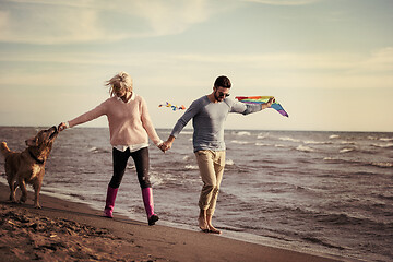 Image showing happy couple enjoying time together at beach