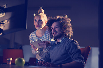 Image showing young designers in the night office