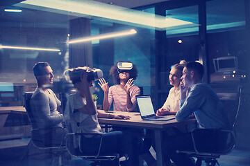 Image showing Multiethnic Business team using virtual reality headset