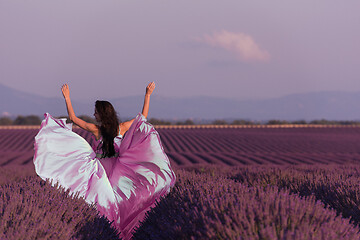 Image showing woman in lavender flower field