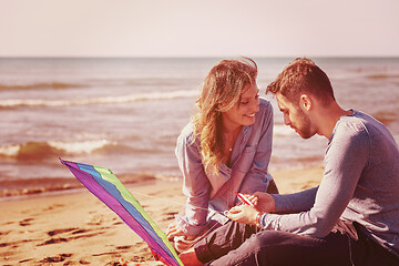 Image showing Couple enjoying time together at beach