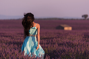 Image showing woman in lavender flower field