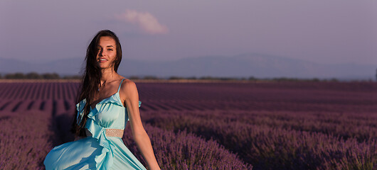 Image showing woman in lavender flower field