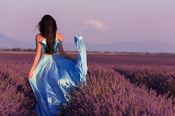 Image showing woman in lavender flower field