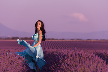 Image showing woman in lavender flower field