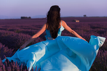 Image showing woman in lavender flower field