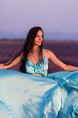 Image showing woman in lavender flower field