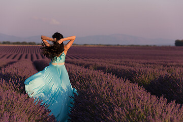 Image showing woman in lavender flower field