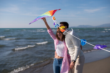 Image showing Couple enjoying time together at beach