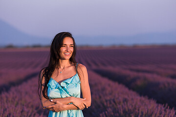 Image showing woman portrait in lavender flower field