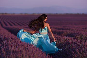 Image showing woman in lavender flower field