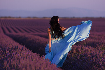 Image showing woman in lavender flower field