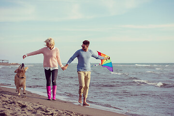 Image showing happy couple enjoying time together at beach