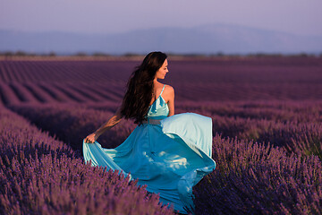 Image showing woman in lavender flower field