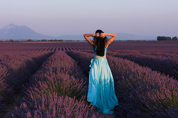 Image showing woman in lavender flower field