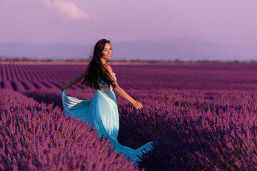 Image showing woman in lavender flower field