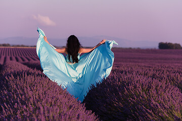 Image showing woman in lavender flower field