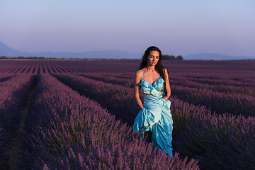 Image showing woman portrait in lavender flower field