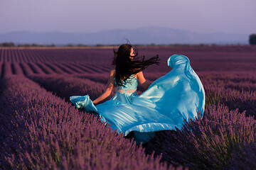 Image showing woman in lavender flower field