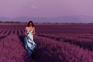 Image showing woman in lavender flower field