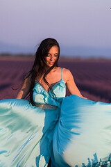 Image showing woman portrait in lavender flower field