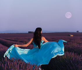 Image showing woman in lavender flower field