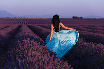 Image showing woman in lavender flower field