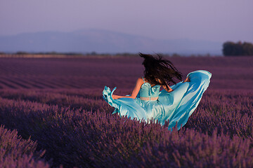 Image showing woman in lavender flower field