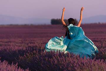 Image showing woman in lavender flower field