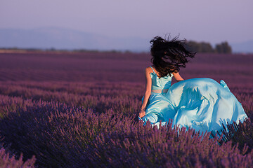 Image showing woman in lavender flower field