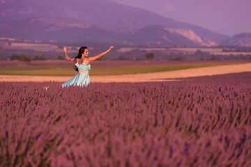 Image showing woman in lavender flower field