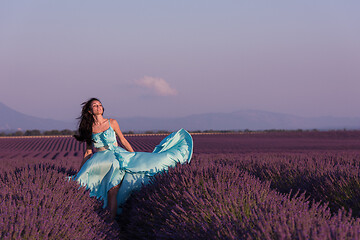 Image showing woman in lavender flower field