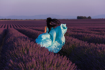 Image showing woman in lavender flower field