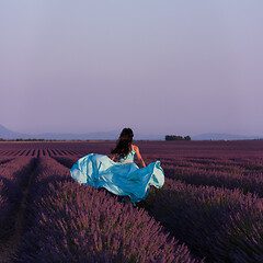 Image showing woman in lavender flower field