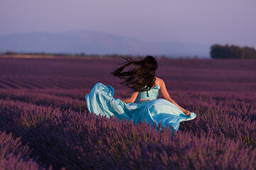 Image showing woman in lavender flower field