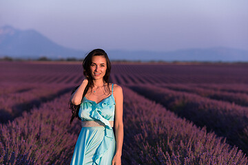 Image showing woman portrait in lavender flower field