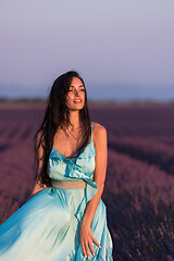 Image showing woman portrait in lavender flower field